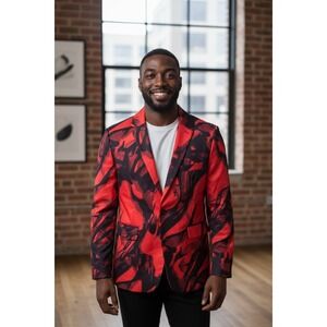 Fitshop High Fashion Blazer Sport Coat‎ Jacket 38 R, Red/Black  NWOT